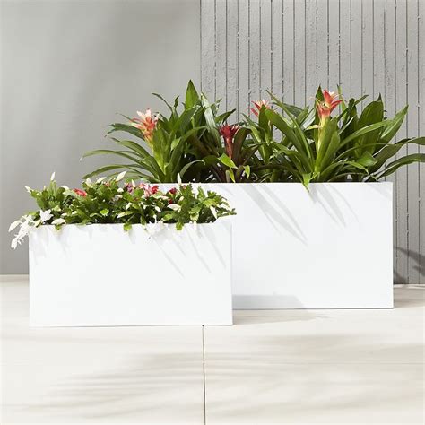 large round white planter|large white rectangular planter.